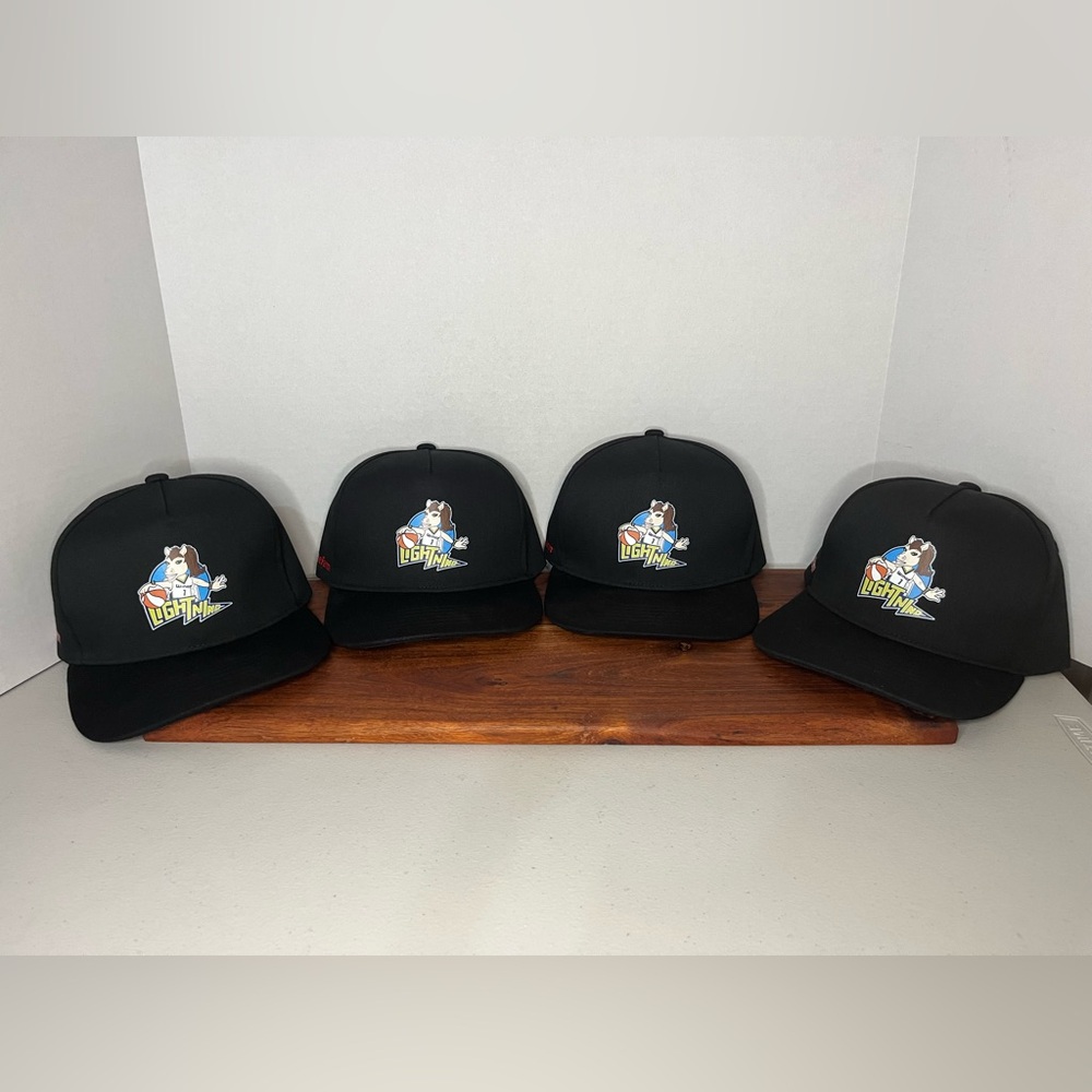Dallas Wings WNBA Lightning Mascot Black Snapback Hat Cap Lot of 4 Souvenir